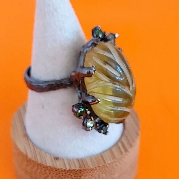 Natural Not Enhanced Lemon Quartz Ring 925 Sterling Silver Size 8.5 - Picture 5 of 10